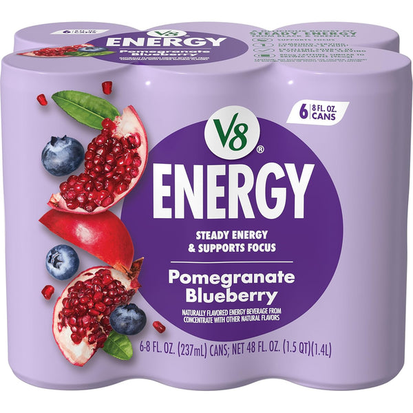 V8 Energy Orange Pineapple Drink, 8oz Cans, 6-Pack, Caffeine, B Vitamins