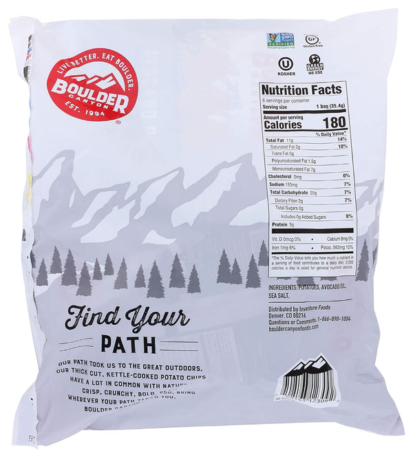 boulder canyon avocado oil sea salt potato chips 1.25 oz 6 count