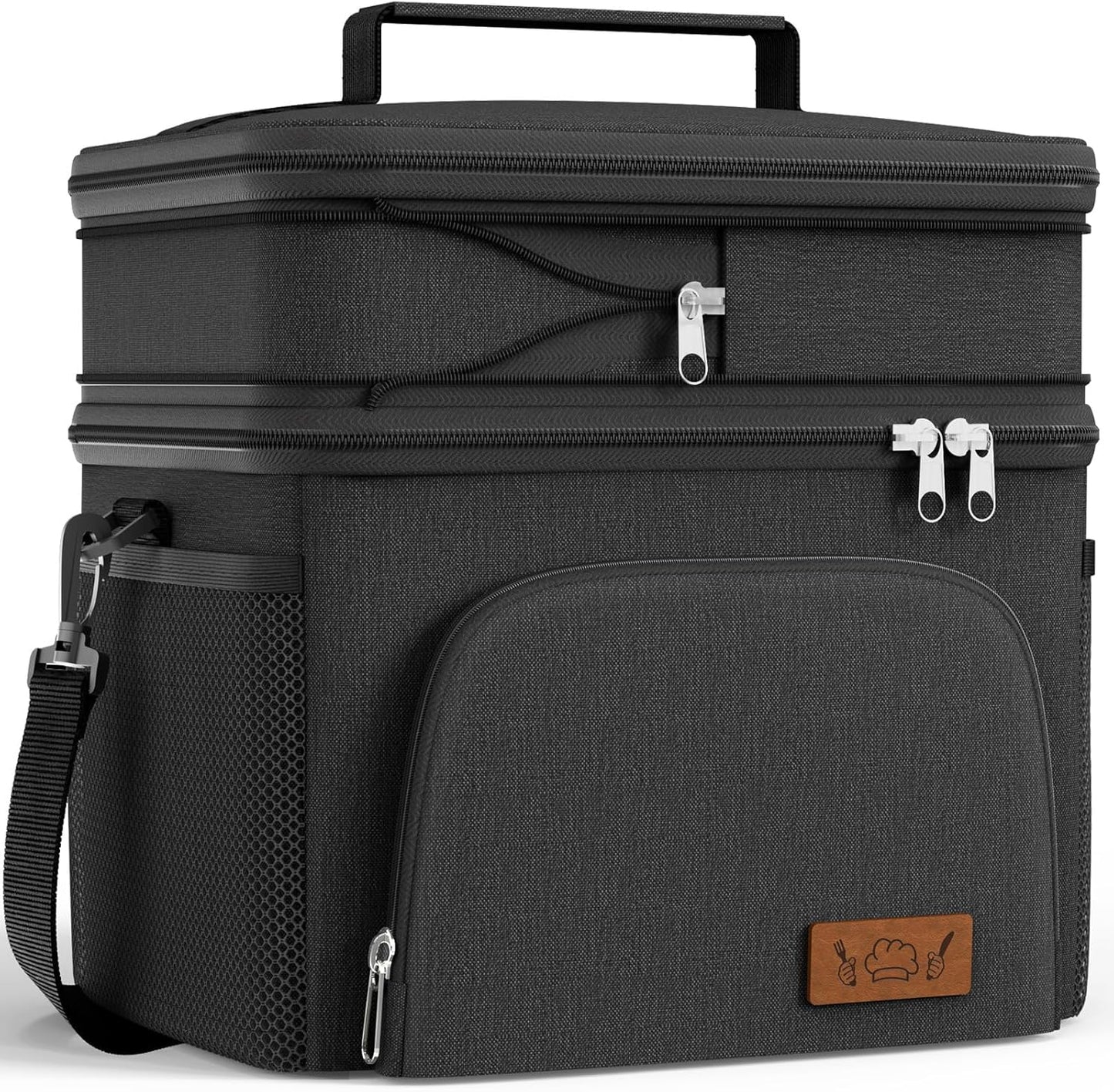 HOTOR Insulated Lunch Box for Men & Women - Leak-Proof Cooler Lunch Bag with 4 Pockets, Adjustable Strap, Ideal for Work, Picnic, Travel - Medium, Black, 10.2"×6.9"×8.5" - Rayz Mart