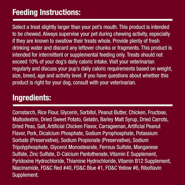 SmartBones Stuffed Twistz with Peanut Butter, Rawhide-Free Dog Chews - Pork Flavor, 6 Twistz, Easy to Digest