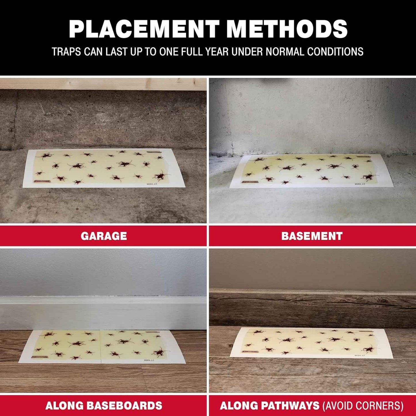 Catchmaster Cricket XL Giant Glue Boards 6-Pk, Adhesive Bug Catcher Cricket Traps Indoor, Sticky Trap for Inside Your Home, Bulk Insect Killer, Insect Traps for House & Garage, Pest Control for Home