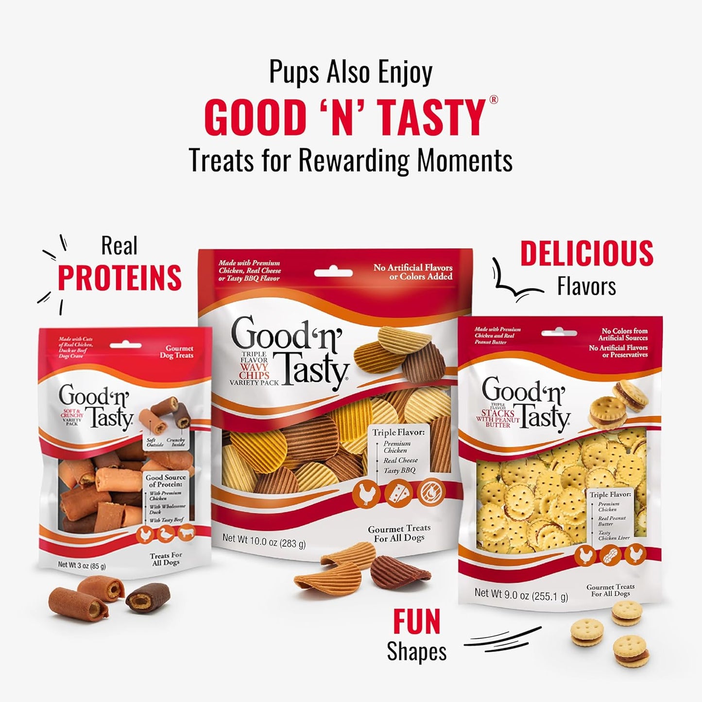 Good ‘n’ Fun Triple Flavor Kabobs Chews for All Dogs, 24 Ounces, Treat Your Dog to Chews Made from Beef Hide, Real Chicken, Pork Hide, Duck and Chicken Liver