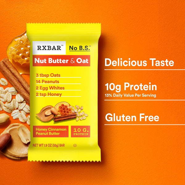 RXBAR Nut Butter and Oat Protein Bars, 12 Count, 23.2oz Box