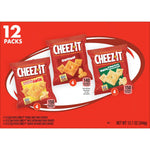 cheez-it variety pack, 12.1oz box, 12 packs, original, white cheddar, cheddar jack flavors
