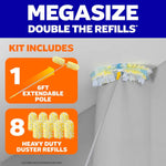 Swiffer Duster Kit with 6 ft Super Extendable Handle, Heavy Duty Starter Kit with 8 Refills