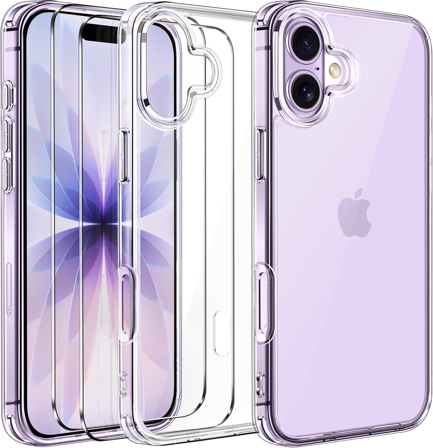ivoler 3-in-1 Clear Case Designed for iPhone 17 Pro Max 6.9'' 2025 with 2 Pack Tempered Glass Screen Protector Full Camera Protection, Military Shockproof Hard Back Slim for 17 Pro Max Cover - Clear