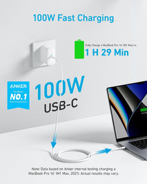 Anker Laptop Charger, Compact and Foldable 100W USB C Charger for MacBook Air, Samsung Galaxy, iPhone 17/16 Series, iPad Pro, and More(5FT USB C Cable Included)