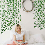 Fake Vines for Room Decor(12 Pack 84 Feet) Aesthetic Artificial Plant Ivy Leaves Hanging Greenery Garlands for Home Bedroom Wall Wedding Christmas Party Office Patio Outdoor Garden Décor