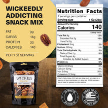 Wicked Mix Snack Mix with Mixed Nuts - Resealable Bag with Almonds, Cashews, Pretzels, Pecans