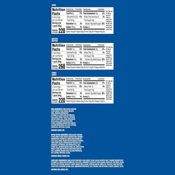 Nabisco Cookies Variety Pack with OREO Nutter Butter and CHIPS AHOY Cookies