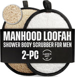 Natural loofah body scrubbers for men, black and white 2PCS Egyptian luffa sponge exfoliator set, durable men's hygiene pad
