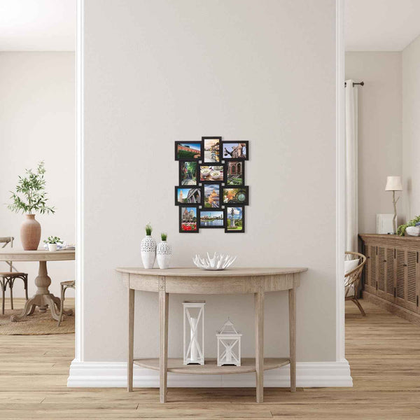 Melannco 18x23 Inch Black Collage Picture Frame - Multi-photo Frame with 12 Openings - Six 6x4 and Six 4x6 Slots - Wall Mounted Gallery Frame for Family Photos - Home Decor Multi-picture Frame
