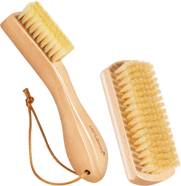 Laundry Stain Brush, Natural Soft Boar Bristles, Removes Tough Stains from Delicate Fabrics Like Knits, Cotton, and Linens, Gentle on Fabrics, No Damage