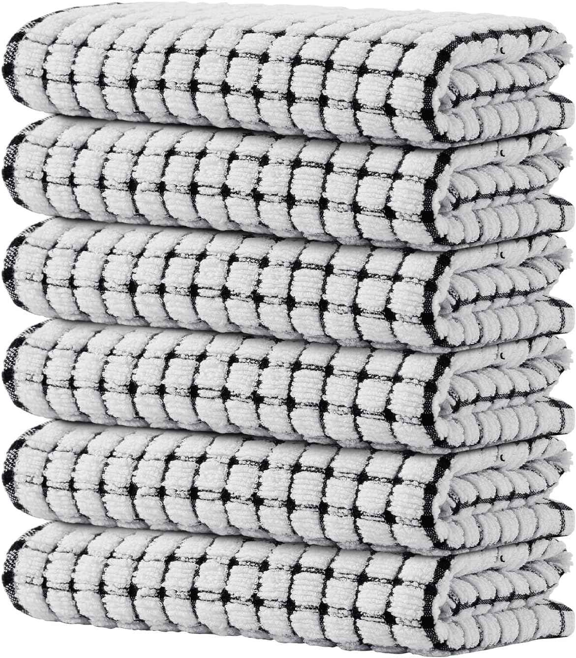 Kitinjoy Cotton 8 Pack Terry Kitchen Dish Cloths, 12 x 12 Inches Super Soft and Absorbent Dish Rags, Quick Drying Dish Towels for Washing Dishes, Mixed Color