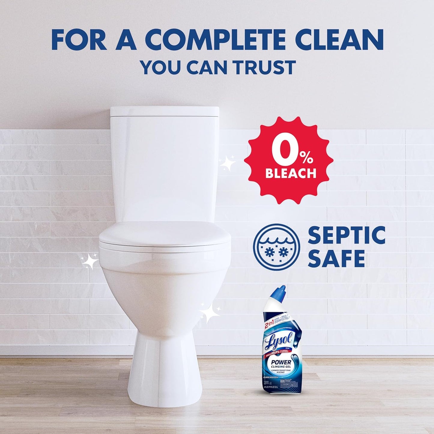 Lysol Toilet Bowl Cleaner, Max Strength Bathroom Cleaning Supplies, Toilet Bowl Cleaner Clinging Gel, Home Essential, Instant Stain Removal, Disinfecting and Deodorizing, Bleach Free, 24 oz (2 ct) - Rayz Mart