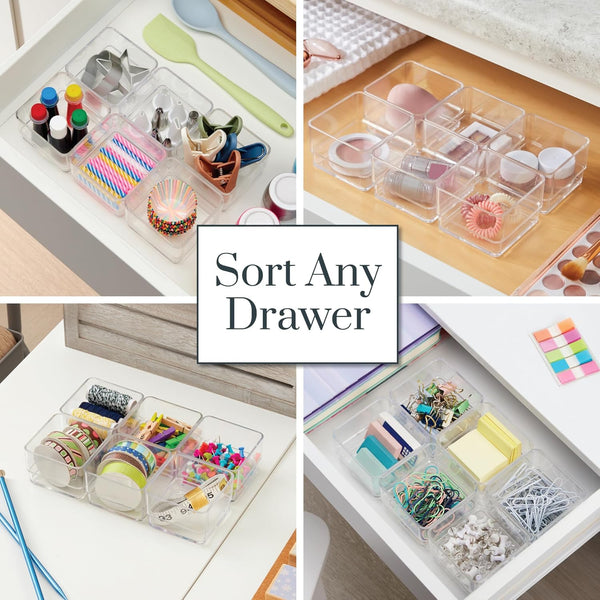 Stackable Clear Plastic Drawer Organizer Set Made in USA