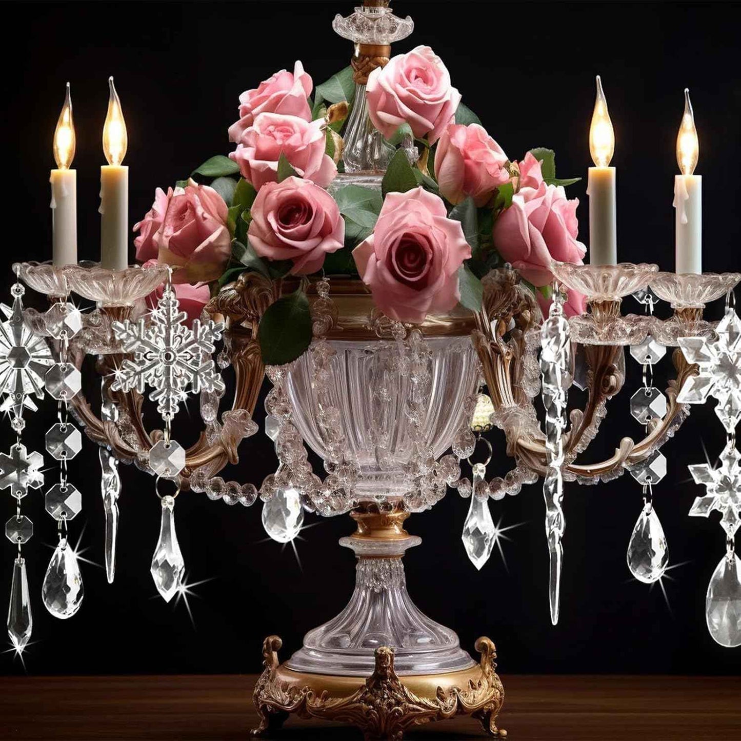 18pcs Crystal Christmas Ornaments for Tree Decorations-Hanging Acrylic Snowflake Icicle Ornaments with Drop Pendants for Winter Wonderland Chandelier Crystals Decorations Supplies