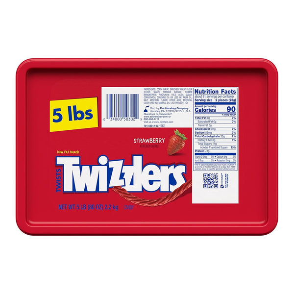 TWIZZLERS Twists Strawberry Flavored Licorice Style Chewy Candy 5 lb Bulk Tub
