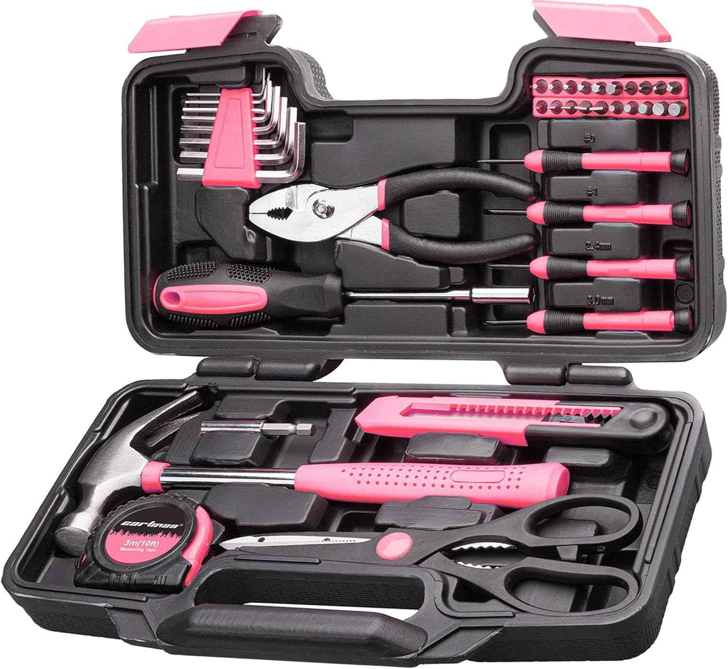 CARTMAN 39 Piece Tool Set General Household Hand Kit with Plastic Toolbox Storage Case Orange