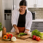 Acacia wood cutting board and serving board with handle for kitchen and dining