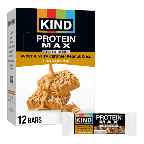 KIND Protein MAX Crispy Chocolate Peanut Butter Snack Bars, 12 Count Box, 20g Protein, Keto Friendly