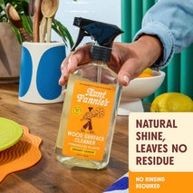 Aunt Fannie's All Purpose Wood Spray Cleaner, No-Wax Formula, Perfect for Wood Tables, Walls, Counters & Shelves, 16.9 Ounces, Lemon Scent (Pack of 1)