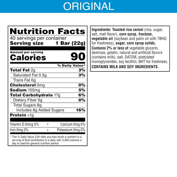 Rice Krispies Original Crispy Marshmallow Snack Bars, 31.2oz Box, 40 Bars, Ready-to-Enjoy Treats