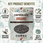 Organic Black Chia Seeds 4 lb Bulk – High Fiber Omega-3 Superfood, Non-GMO, Gluten Free, Vegan, Kosher, Whole Chia Seeds for Smoothies, Chia Pudding, Overnight Oats & Baking – Cereausly