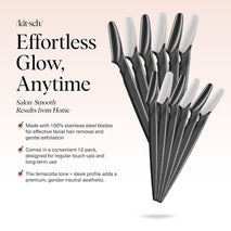 kitsch dermaplane razor for women face - black, 12 pc set - exfoliating facial razor for smoother skin