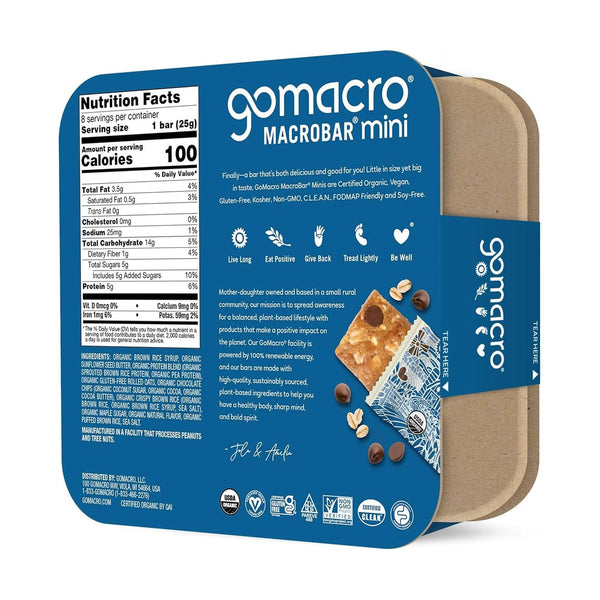 GOMACRO Organic Oatmeal Choc Chip Macrobar Minis 8 Count