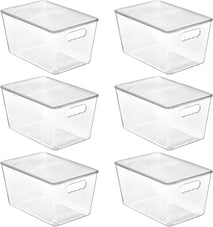 Clear Stackable Storage Bins with Lids for Pantry Organizer and Storage