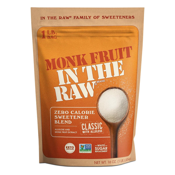 Monk Fruit In The Raw Sweetener 16 oz Baker's Bag Keto Certified Zero Calorie Zero Net Carbs Non GMO Project Verified