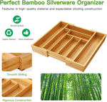 Bamboo Expandable Silverware Drawer Organizer for Kitchen Utensils and Storage