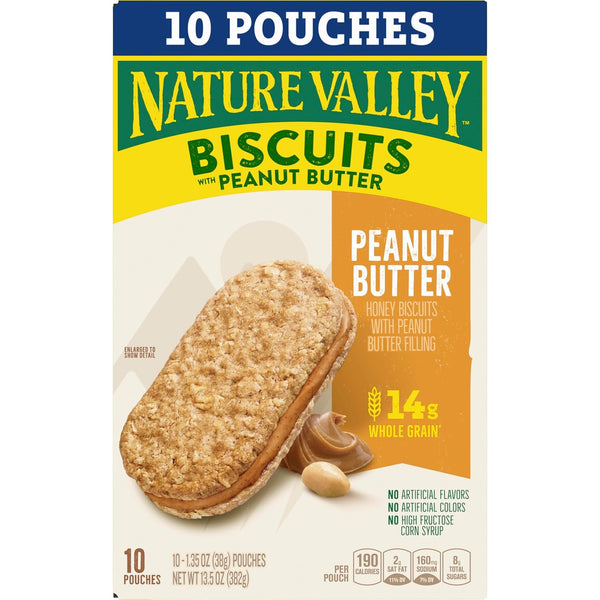 Nature Valley Peanut Butter Biscuit Sandwiches, 10 Bars, 13.5 oz