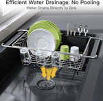 Stainless Steel Dish Drying Rack for Kitchen Sink with Utensil Holder
