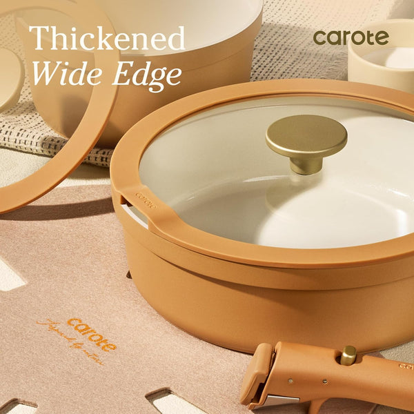 20-piece ceramic cookware set with detachable handles and non-stick coating