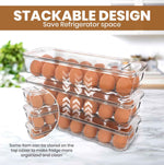 Utopia Home Egg Container With Lid and Handle for Refrigerator Organization- Pack of 2 - Clear Stackable Egg Holder for Kitchen or Pantry Organizers and Storage
