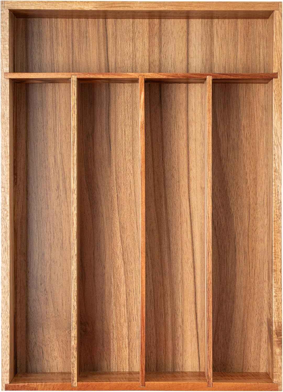 Silverware Organizer Kitchen Drawer Organizer Utensil Organizer Bamboo Silverware Holder Cutlery Organizer in Drawer Flatware Organizer Tray(5 slots, Natural