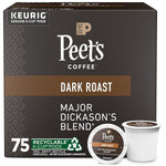 Peet's Coffee Major Dickason's Blend Dark Roast Keurig K-Cup Pods, 75 count, 100% Arabica, recyclable