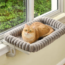 cloud-cuddle cat window perch with 4-sided bolster gray large