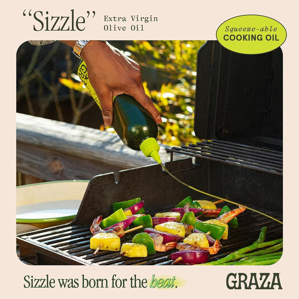 Graza Sizzle Single Origin Extra Virgin Olive Oil, 25.3 Fl Oz (750ml), Cooking Oil in a Squeeze Bottle from Spain