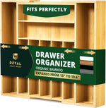 Luxury Bamboo Kitchen Drawer Organizer with Adjustable Storage