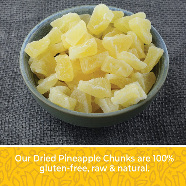 Dried Pineapple Chunks, 1 Pound, All Natural, Non-GMO, Lightly Sweetened