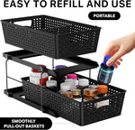 2 Tier Bathroom Organizer Tray with Sliding Drawer and Under Sink Storage
