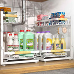 2 Packs Under Sink Organizer, 2026 Upgrade Height Adjustable 2 Tier Under Kitchen Sink Organizer, Multi-Purpose Storage Shelf for Kitchen Bathroom Cabinet (Black)