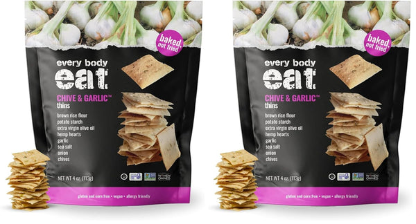Every Body Eat Gluten Free Crackers, Cheese-Less – Healthy Snacks, Vegan Cheddar Style Crackers, Dairy Free, Seed Oil Free Snack Crackers (Pack of 2), 4 oz Bags