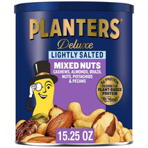 Deluxe Mixed Nuts, Cashews, Almonds, Brazil Nuts, Pistachios, Pecans, Lightly Salted, 15.25 oz Canister