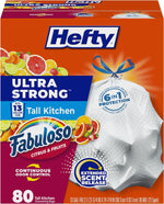 Hefty Ultra Strong 13 Gallon Trash Bags, Tall Kitchen Trash Bags 13 Gallon Size, Resist Leaks, Punctures, and Rips, Continuous Odor Control, White, Fabuloso Lavender Scent, 80 Bags