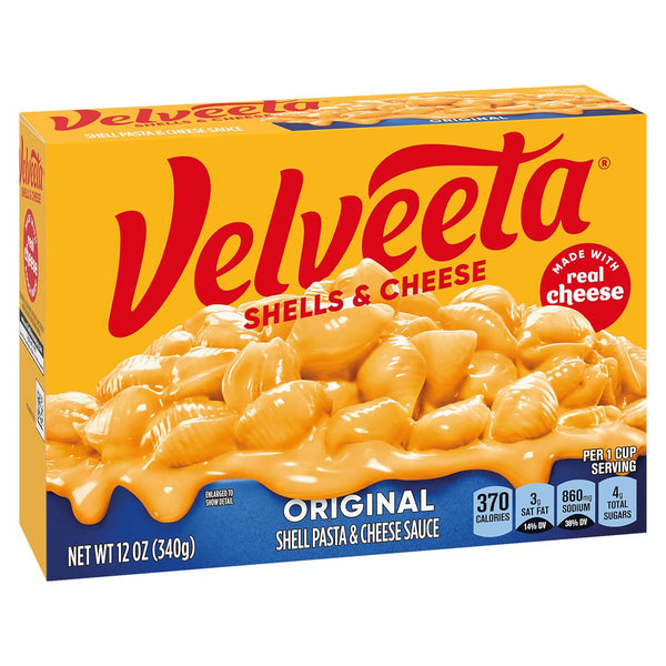 Velveeta Shells and Cheese Mac, Easy Dinner or Sides, Original Flavor, Real Cheese, 12 oz