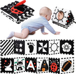 urmywo black and white baby toy, tummy time high contrast newborn toys 0-3 months, soft baby book